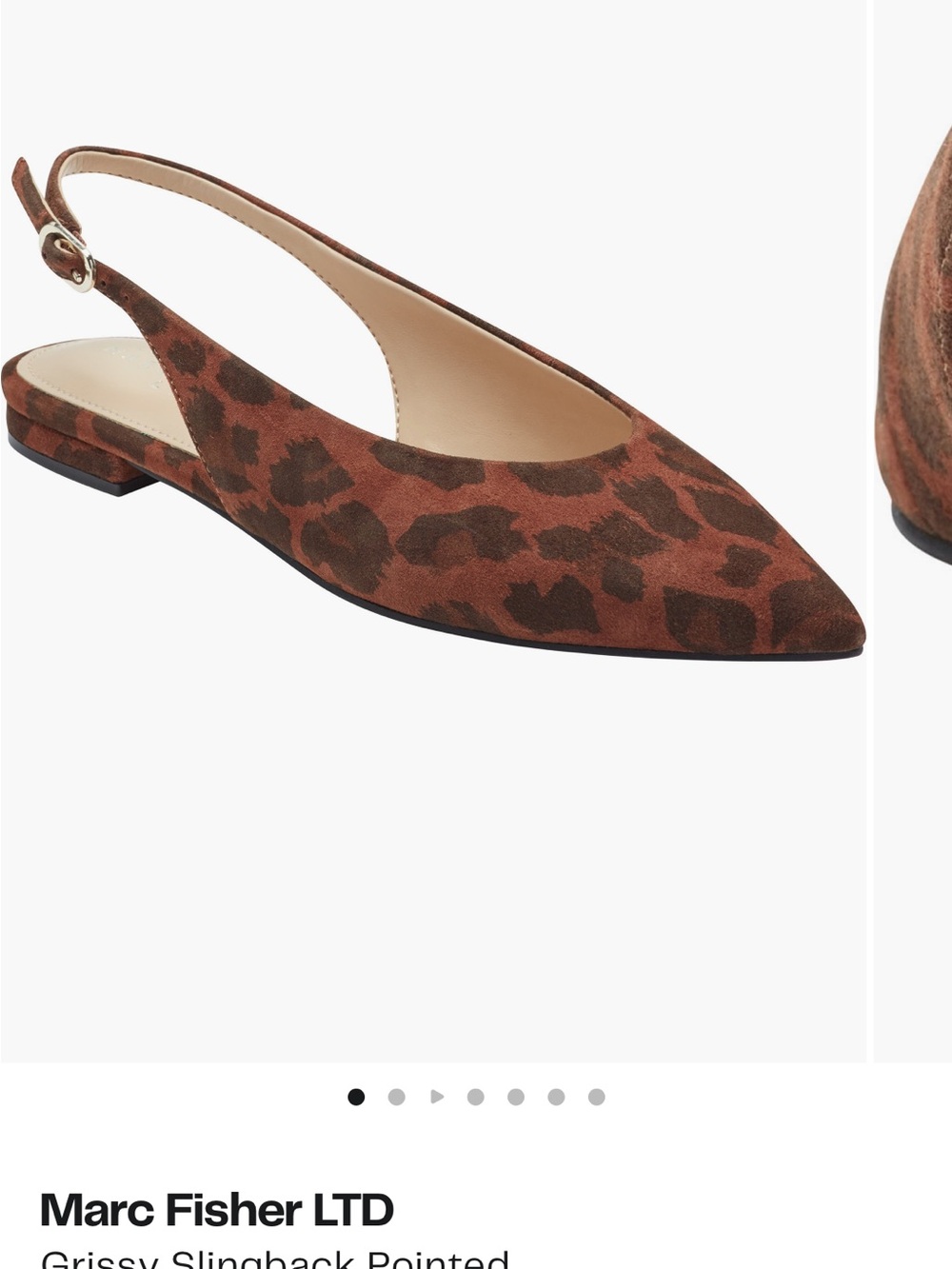 NWT Marc Fisher Grissy Slingback Pointed Leopard Print Flats